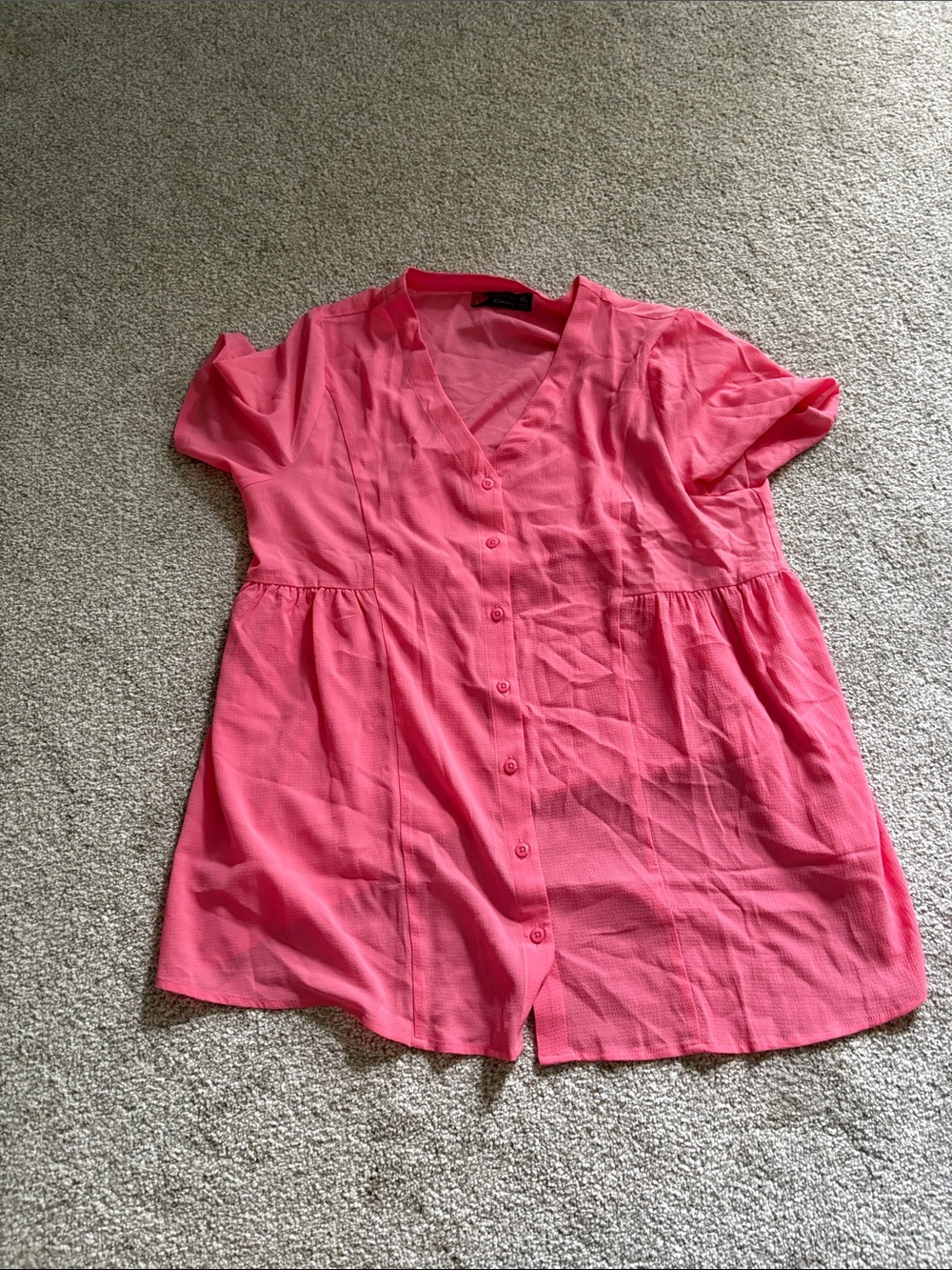 Pink Button-Front V-Neck Blouse - maternity - Indigo Poppy XL